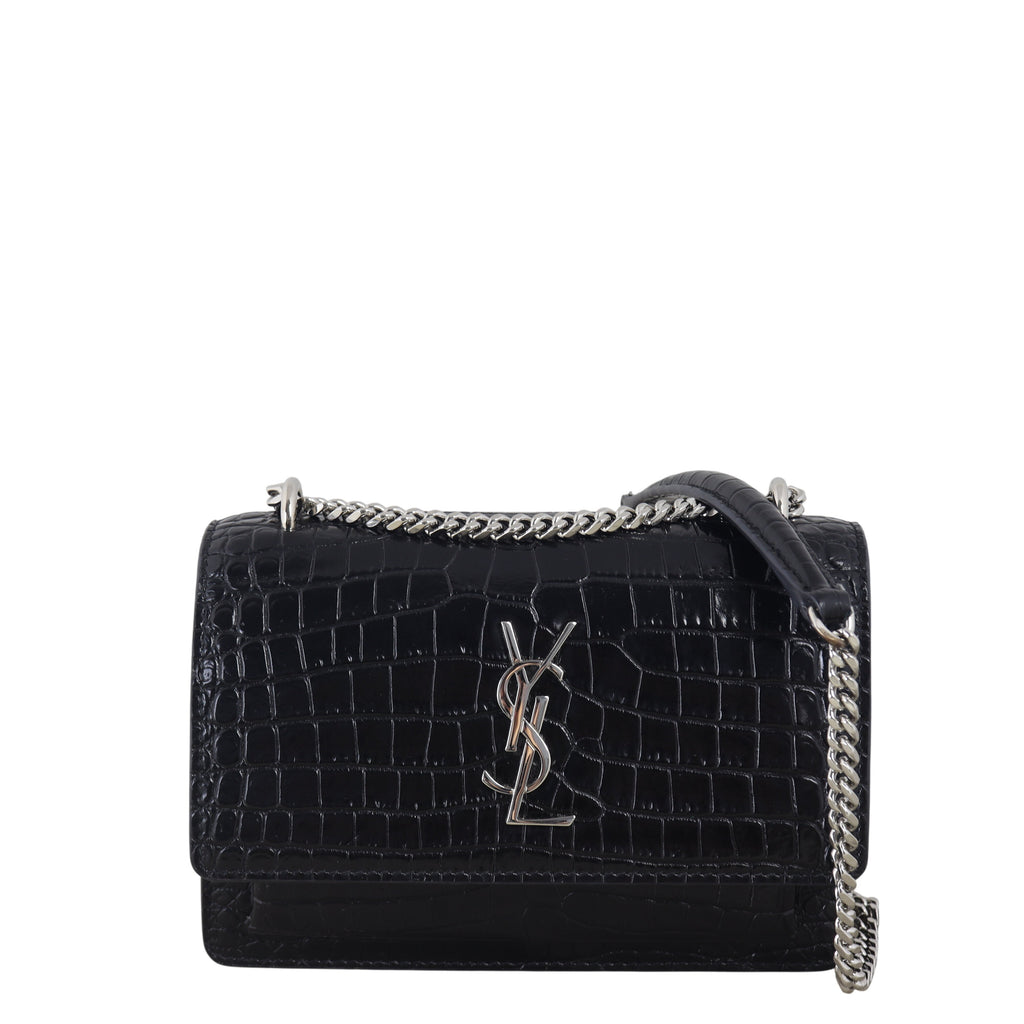 Saint Laurent Sunset Mini Croc-Embossed