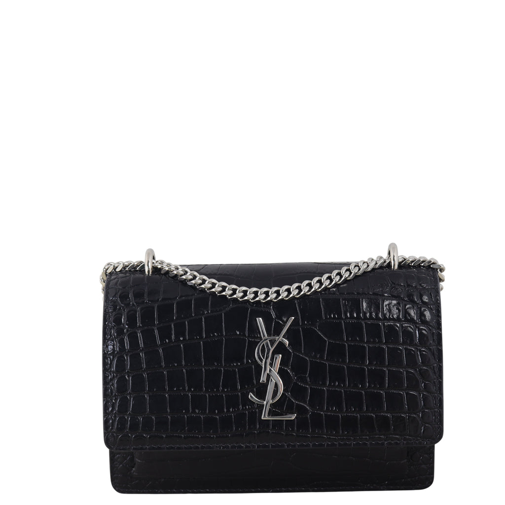 Saint Laurent Sunset Mini Croc-Embossed