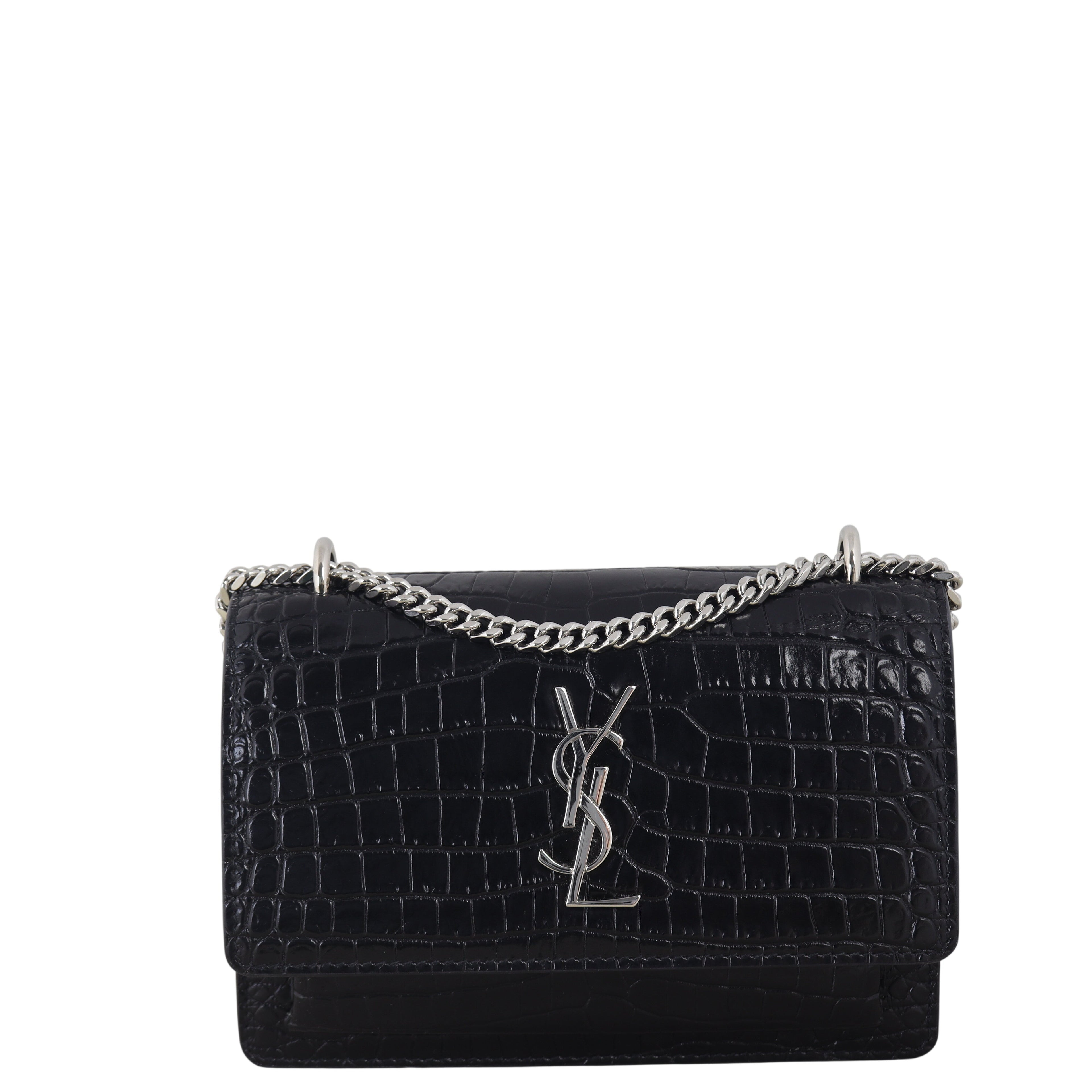 Saint Laurent Sunset Mini Croc-Embossed