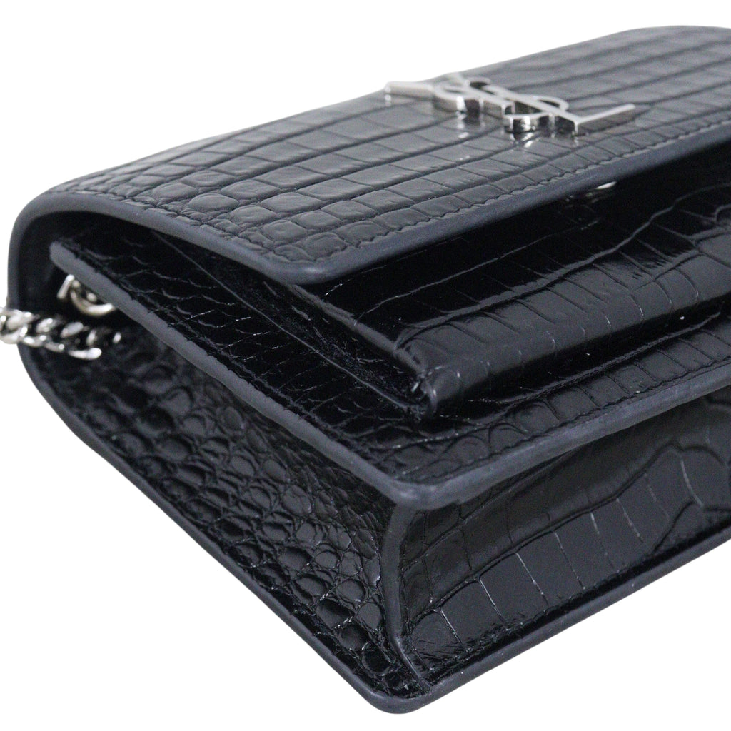 Saint Laurent Sunset Mini Croc-Embossed