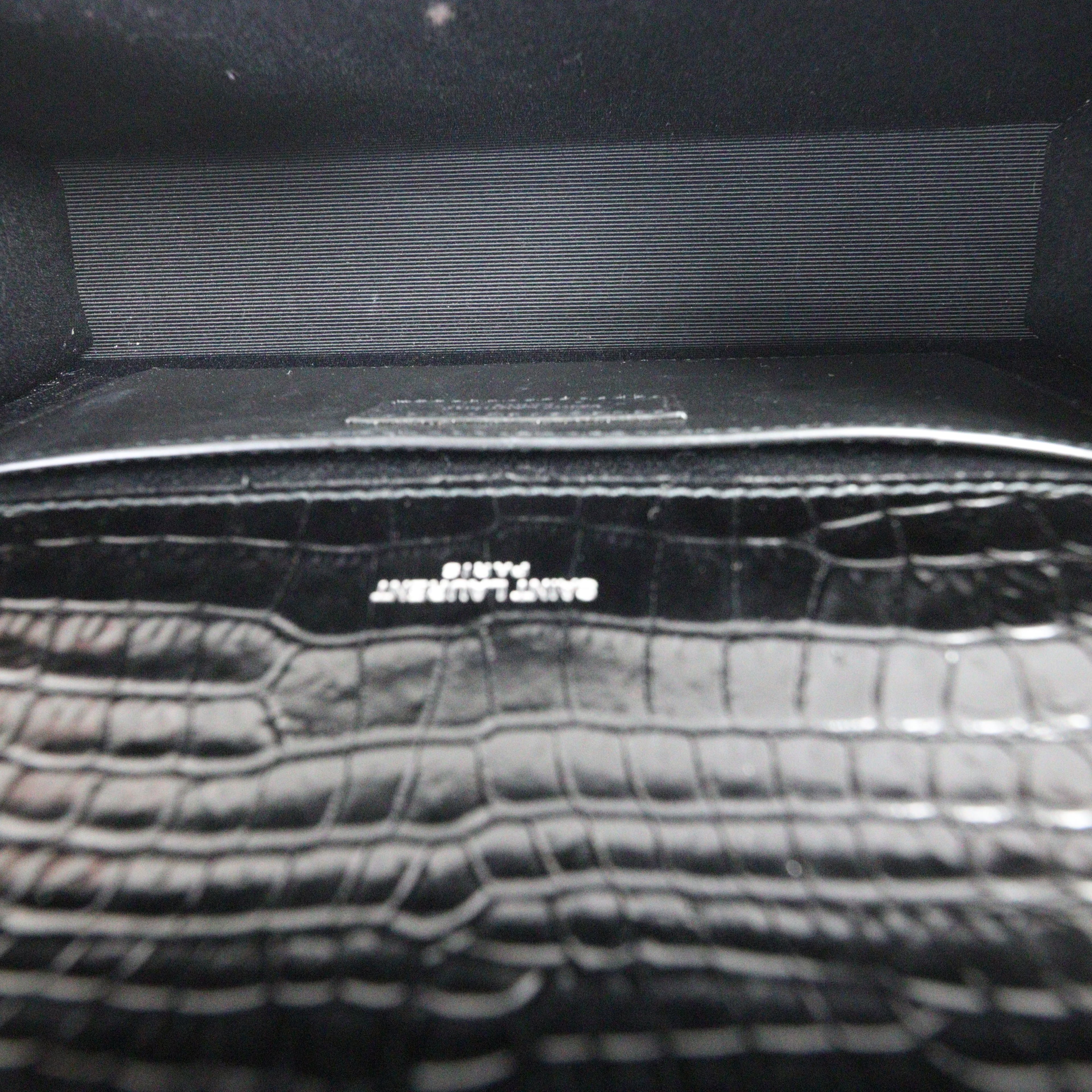 Saint Laurent Kate Tassel Chain Bag Medium Croc-Embossed