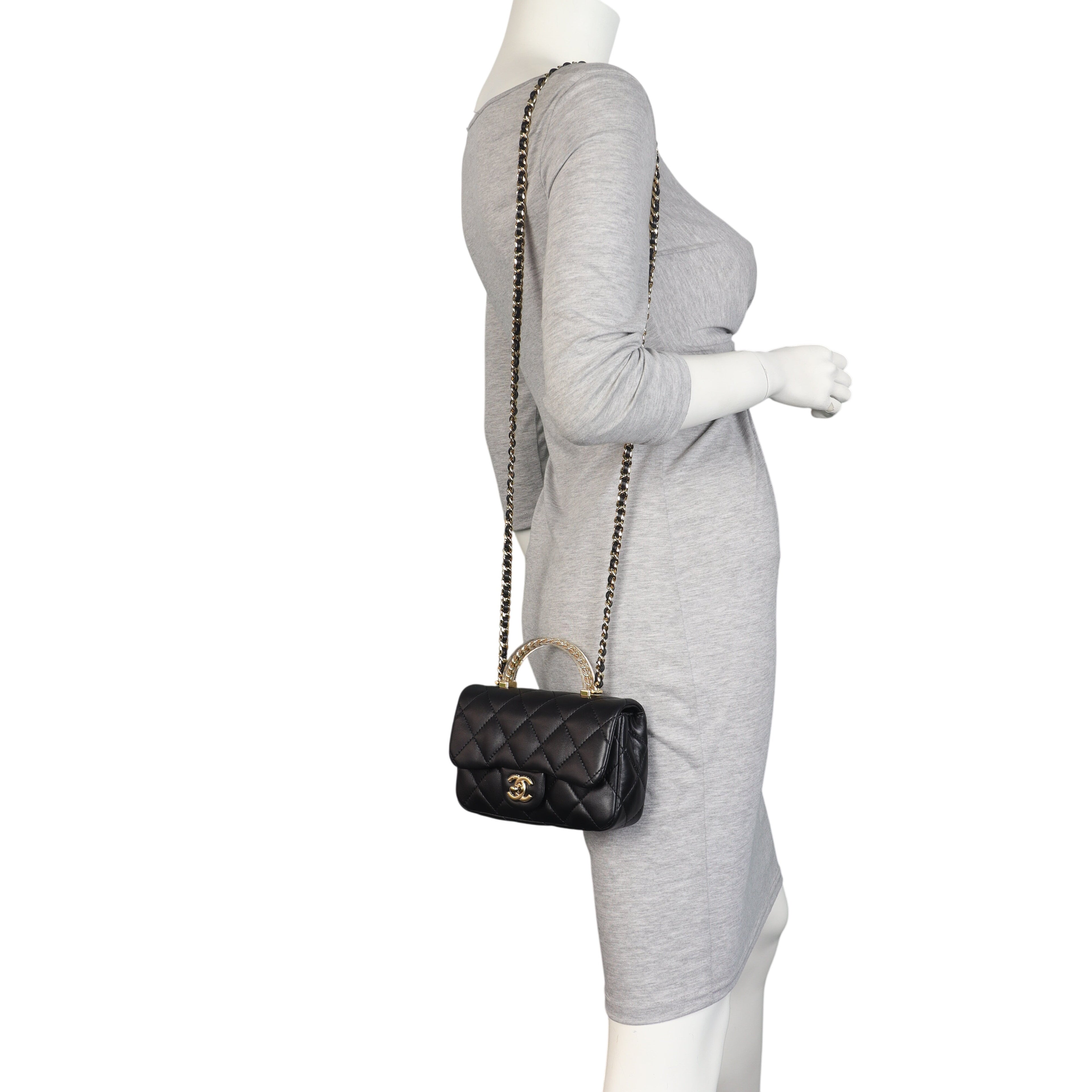Chanel Chain Top Handle Flap Mini Bag