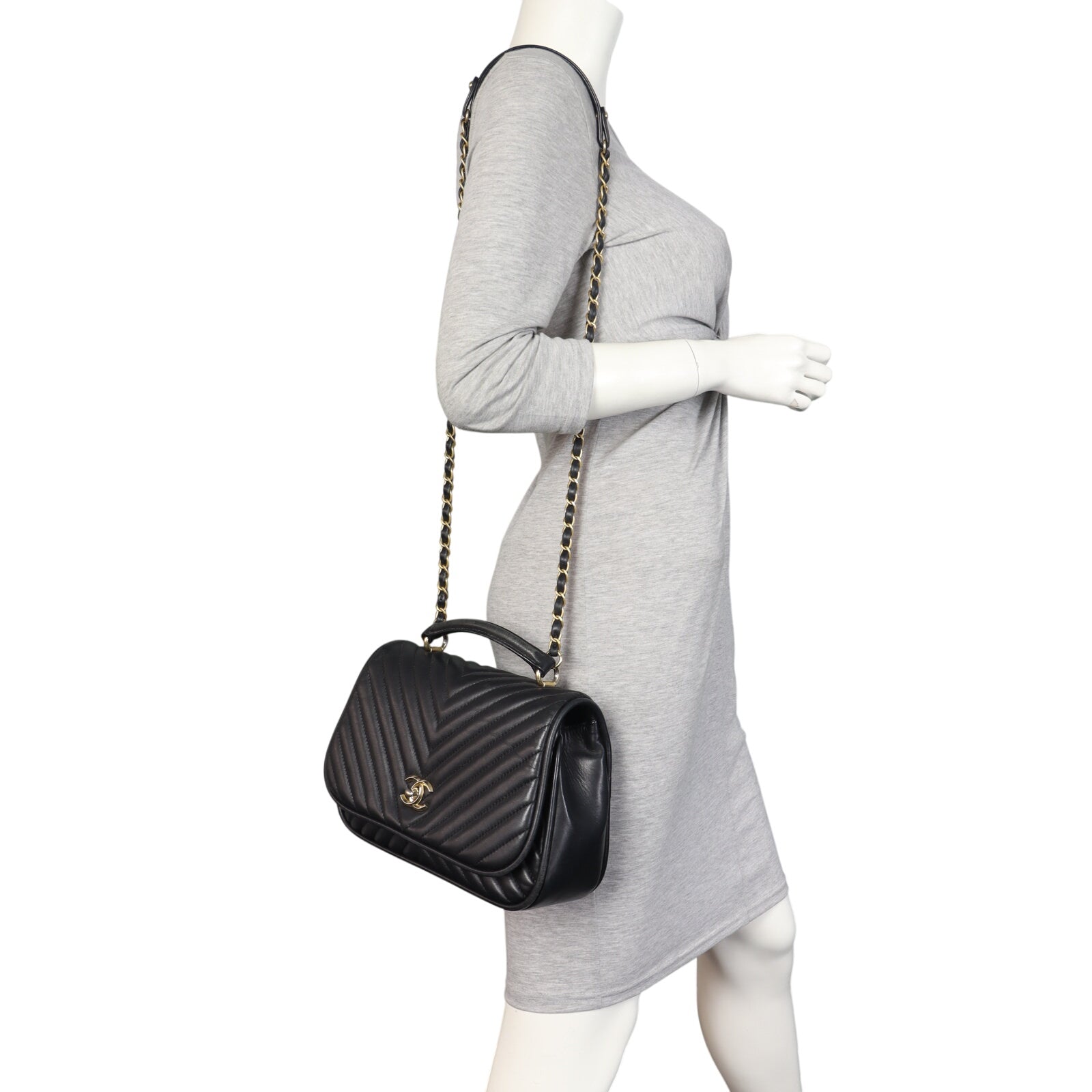 Chanel Chevron Top Handle Bag