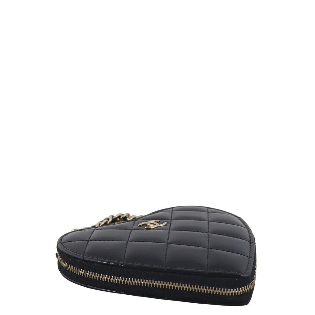 Chanel CC Double Heart Clutch With Chain
