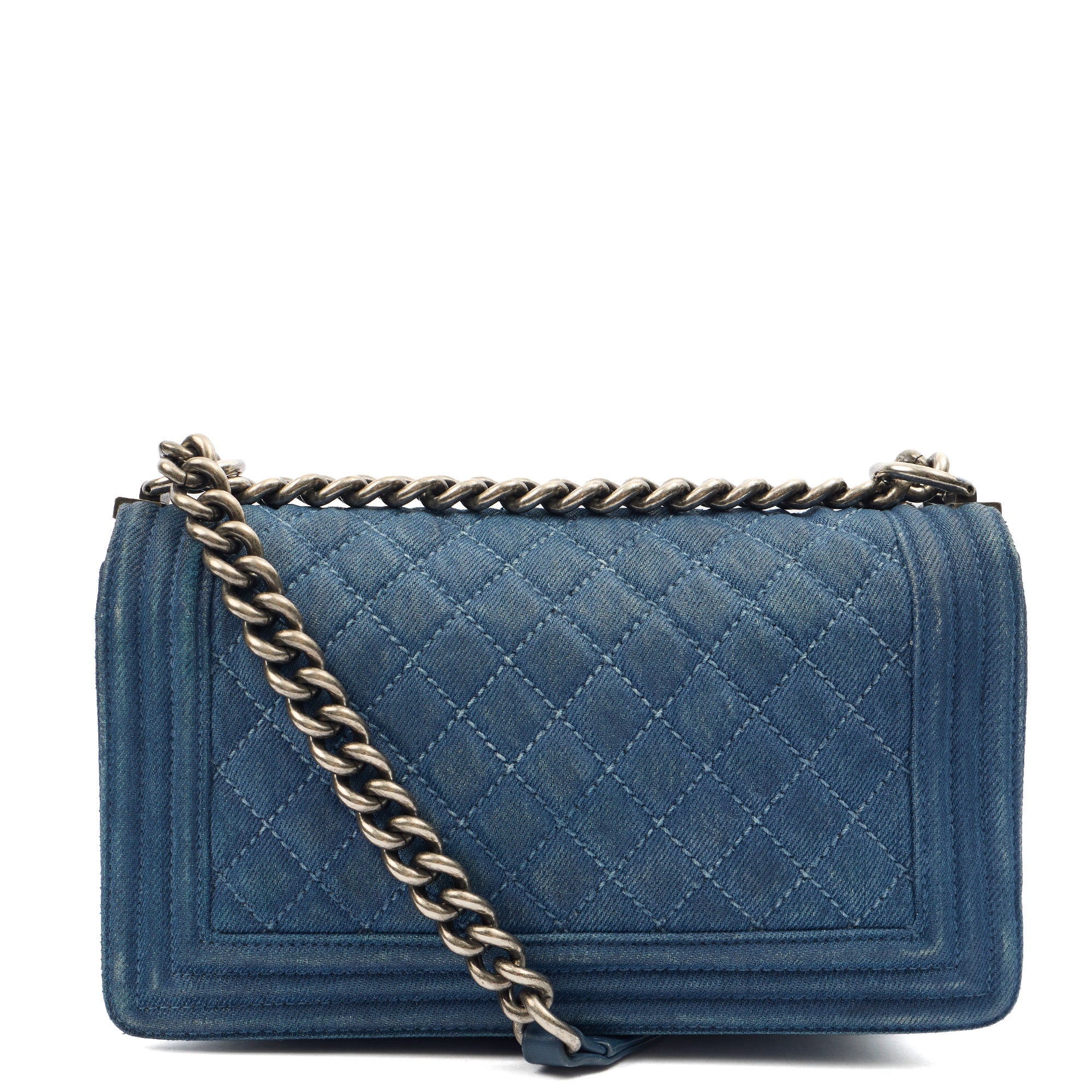 Chanel Shoulder Bag Boy - Medium in Blue, Fabric