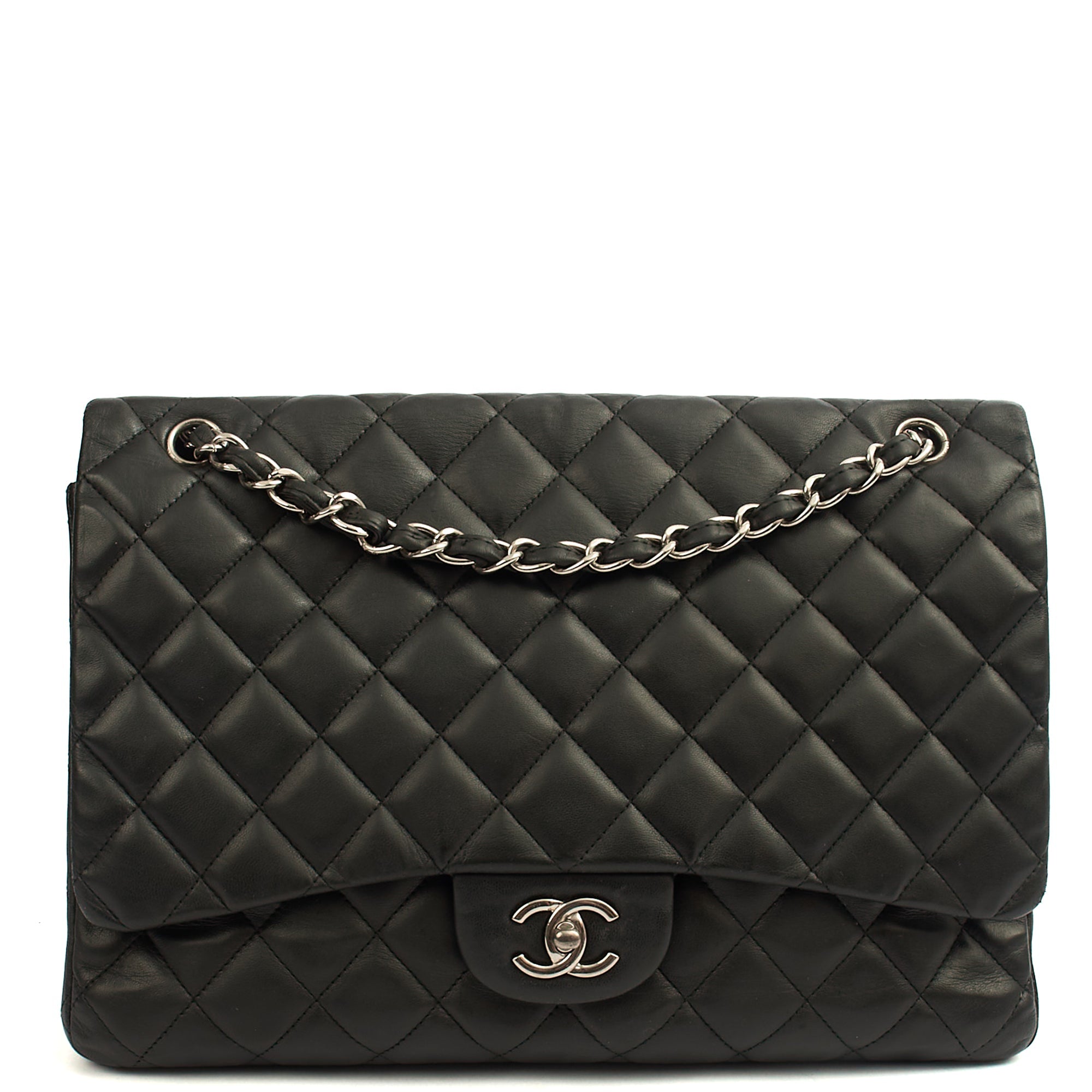 Chanel Shoulder Bag Classic Single Flap - Maxi in Black, Lambskin Leather