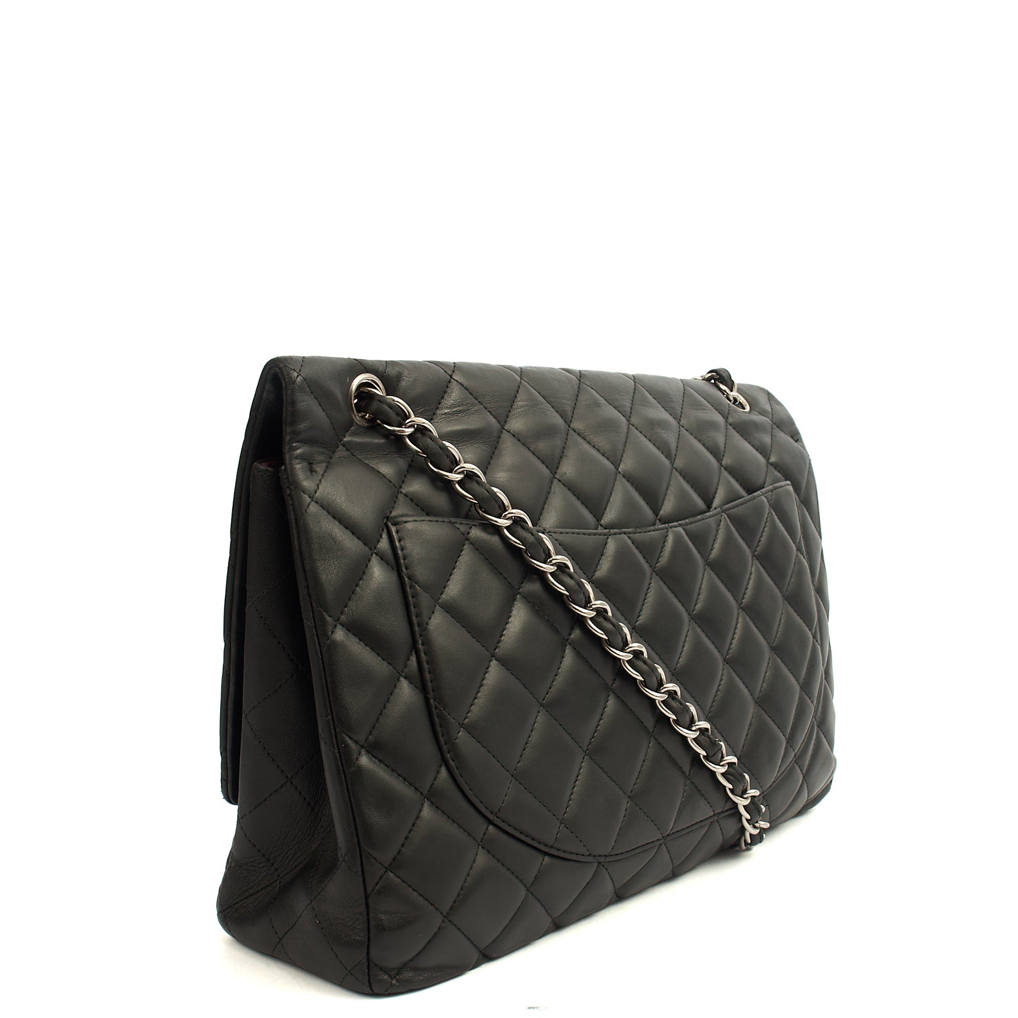 Chanel Shoulder Bag Classic Single Flap - Maxi in Black, Lambskin Leather