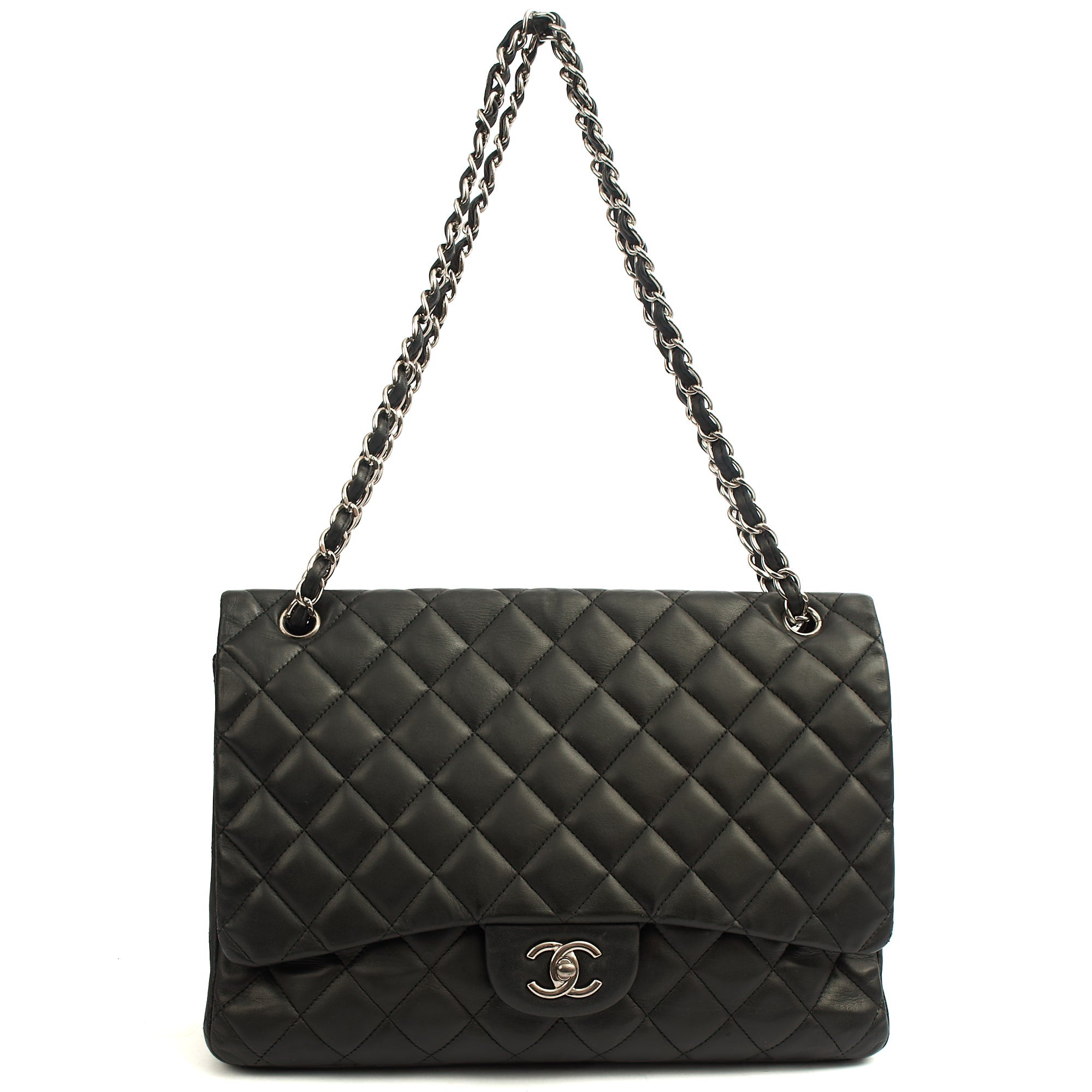 Chanel Shoulder Bag Classic Single Flap - Maxi in Black, Lambskin Leather