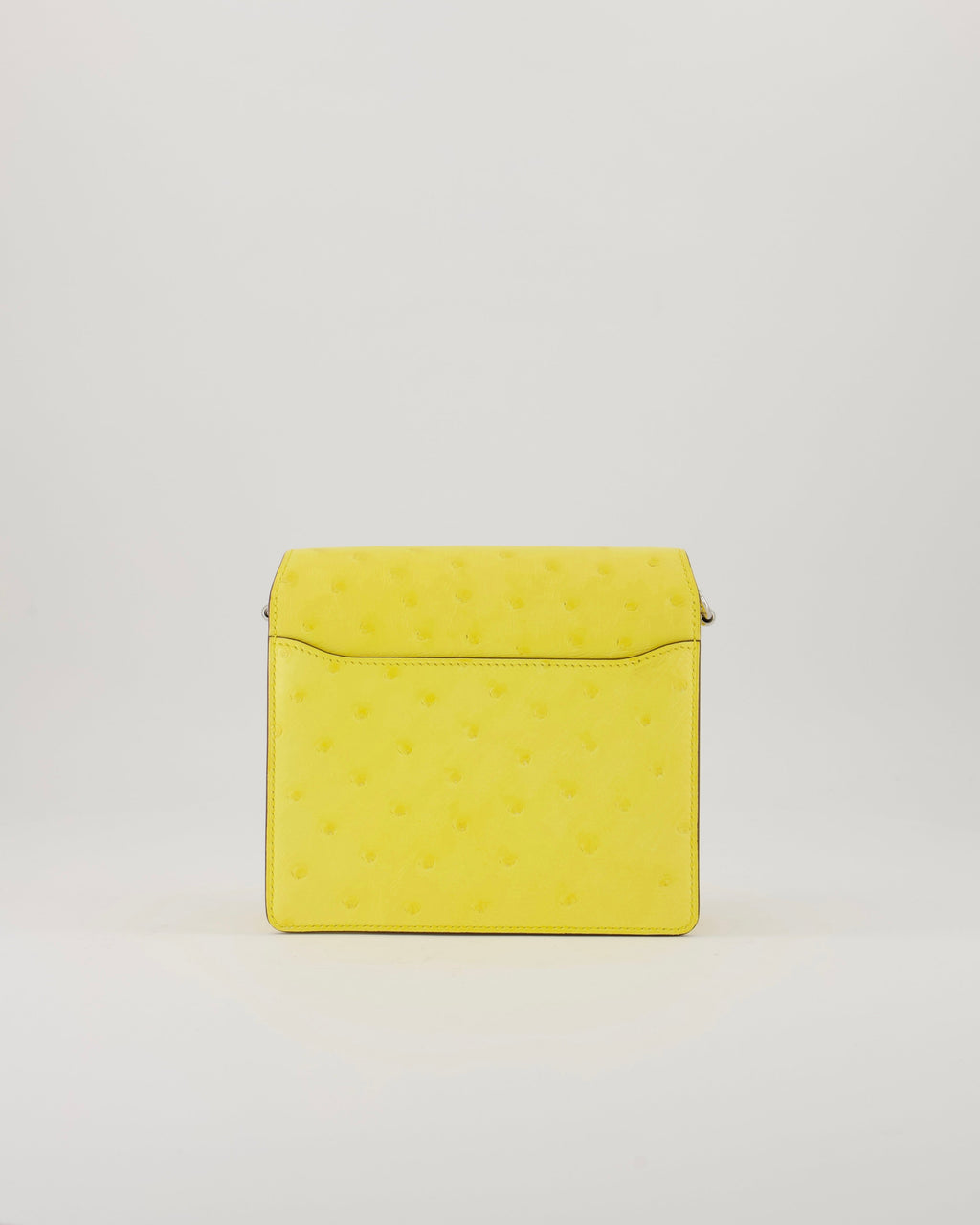 Hermès Mini Roulis 18 in Jaune Citron Ostrich Leather with Palladium Hardware