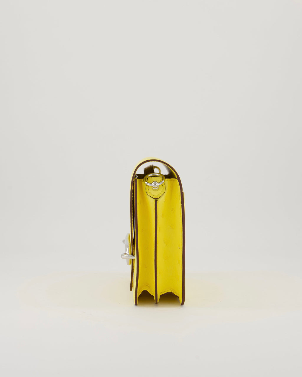 Hermès Mini Roulis 18 in Jaune Citron Ostrich Leather with Palladium Hardware