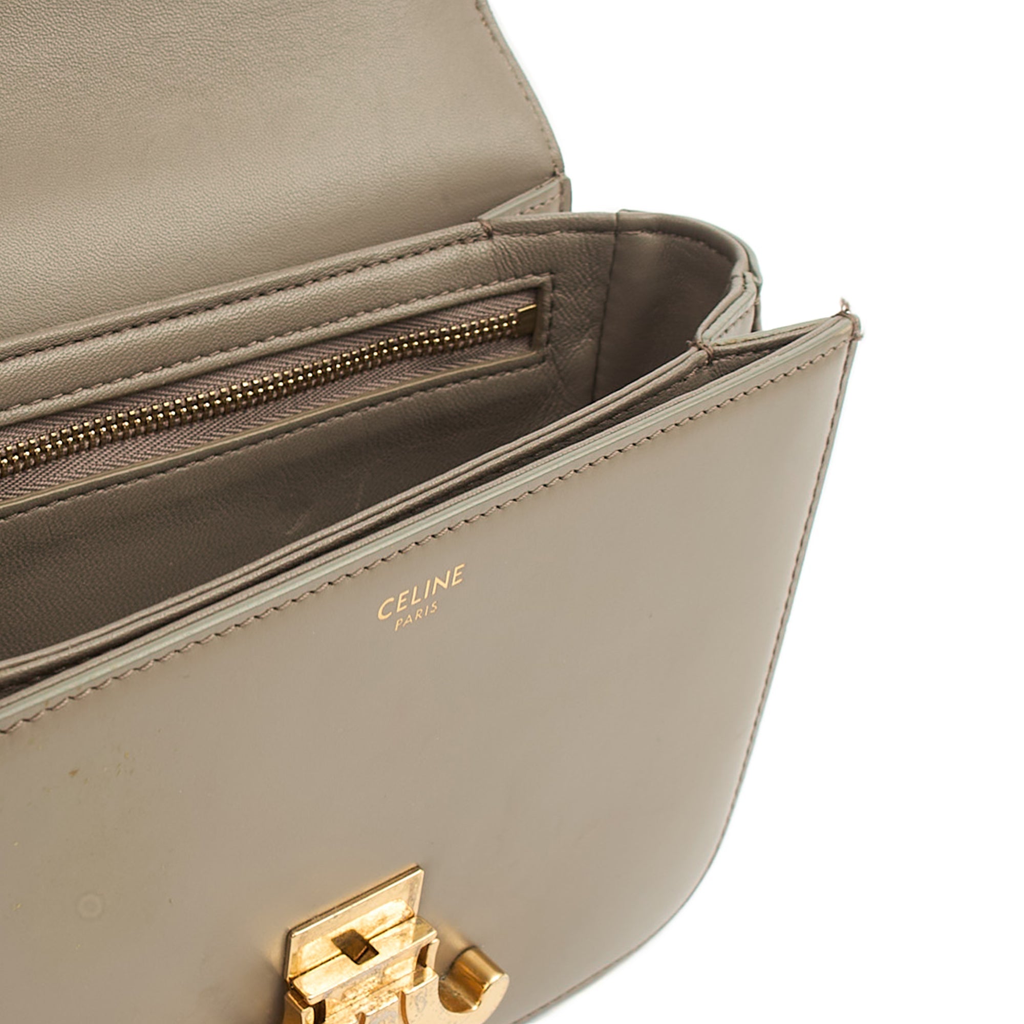 Celine Cross Body Triomphe - Mini in Grey, Box Calfskin