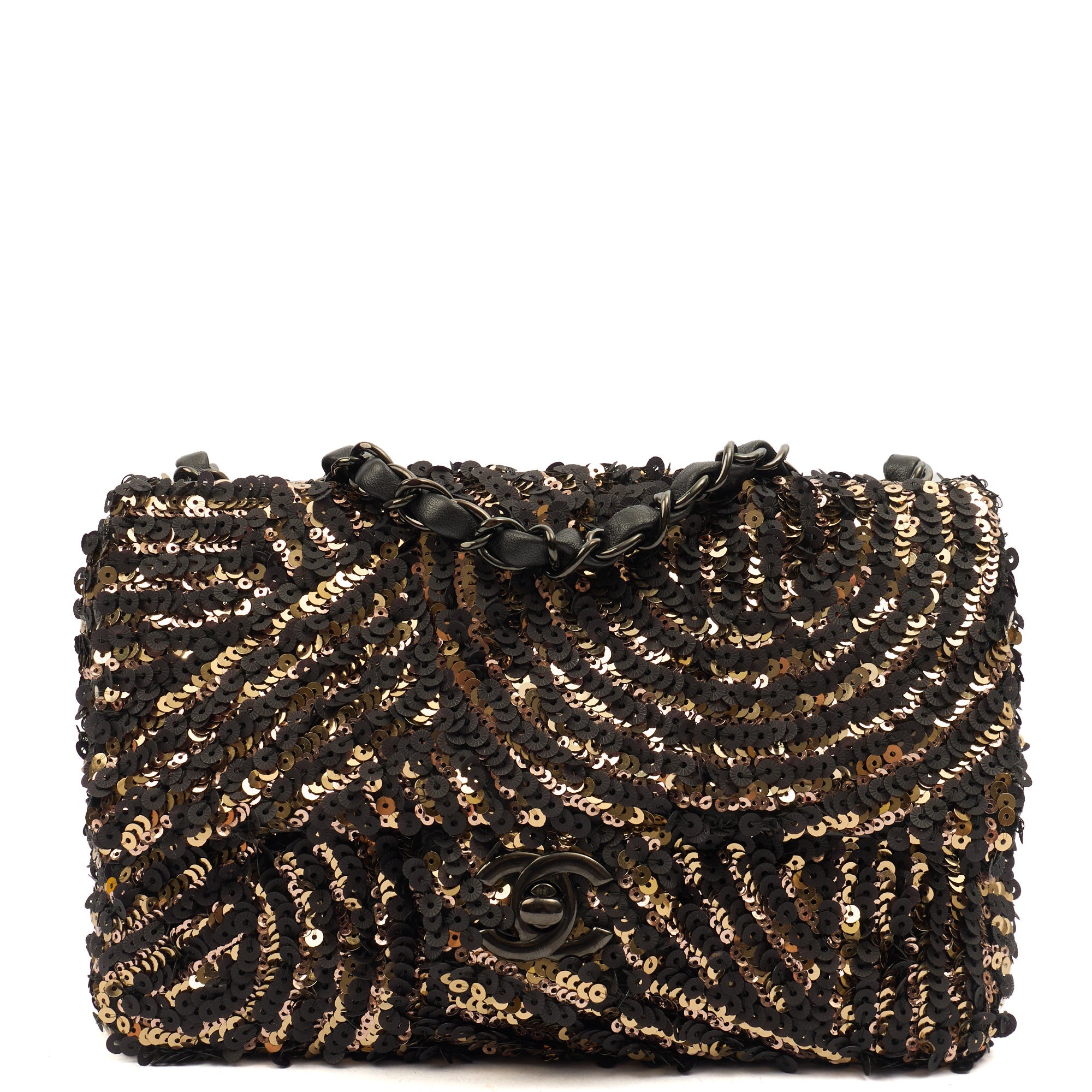Chanel Shoulder Bag Flap Bag in Black, Sequin