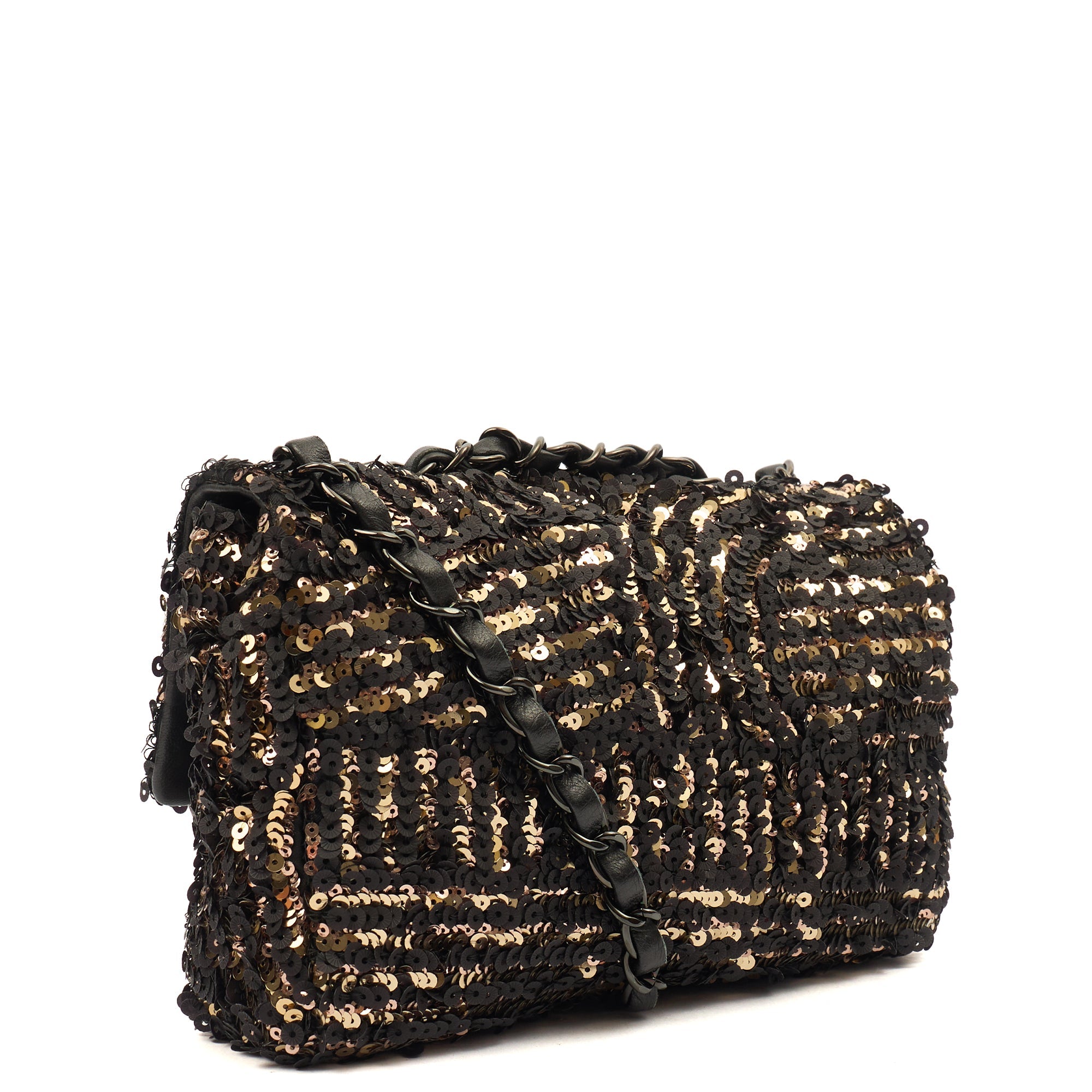 Chanel Shoulder Bag Flap Bag in Black, Sequin