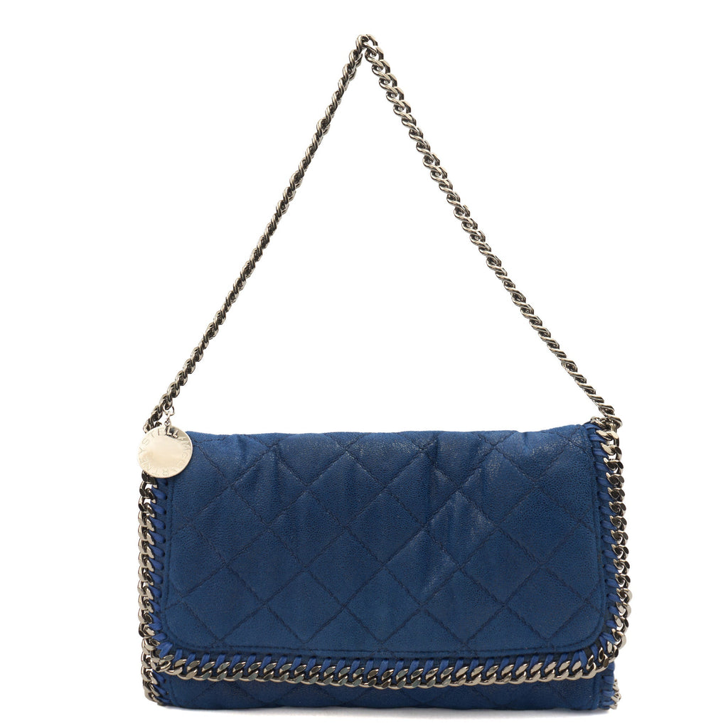 Stella McCartney Cross Body Falabella Fold Over Tote in Blue, Fabric