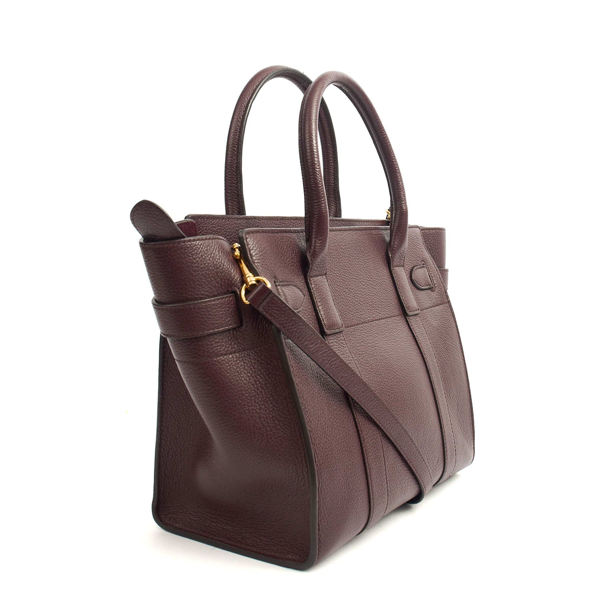 Mulberry Top Handle Zipped Bayswater in Oxblood, Calfskin Leather
