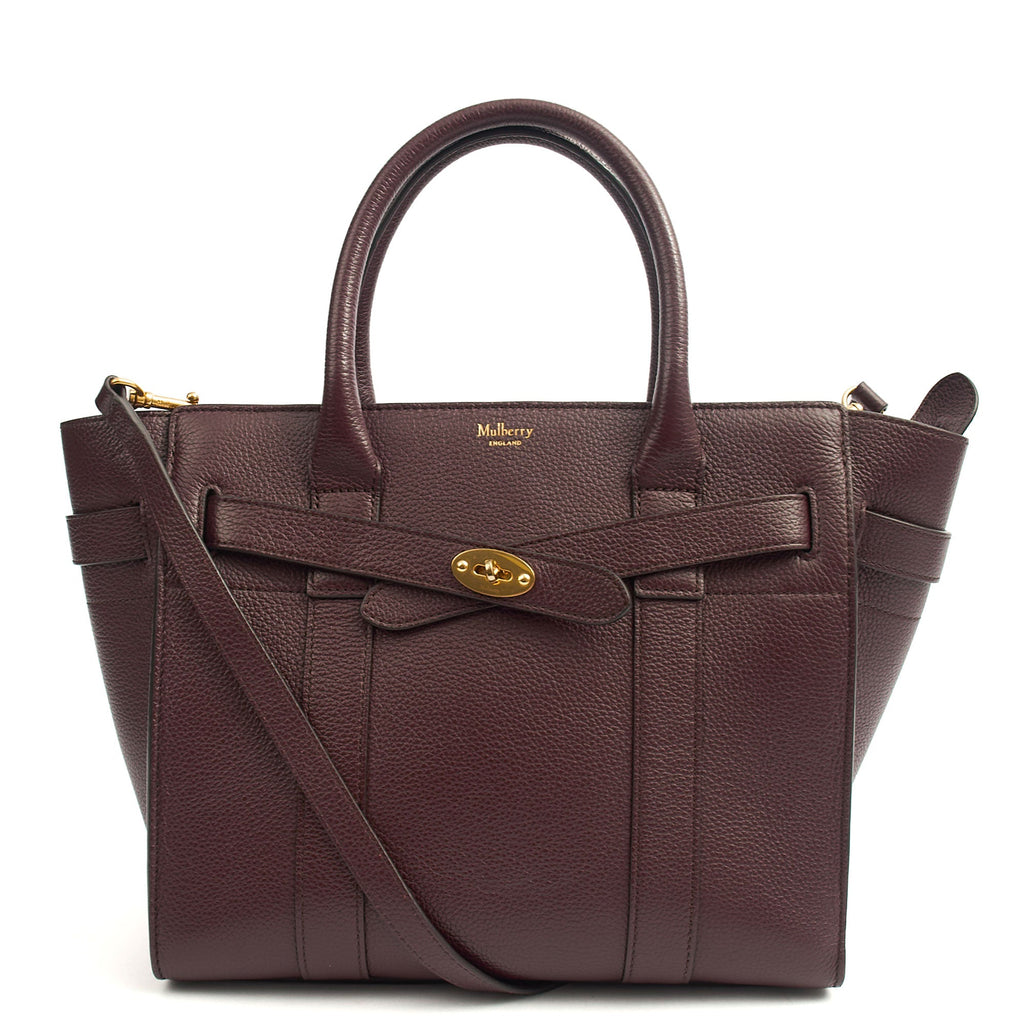 Mulberry Top Handle Zipped Bayswater in Oxblood, Calfskin Leather
