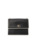 Chanel Shoulder Bag Flap Bag in Black, Calfskin Leather