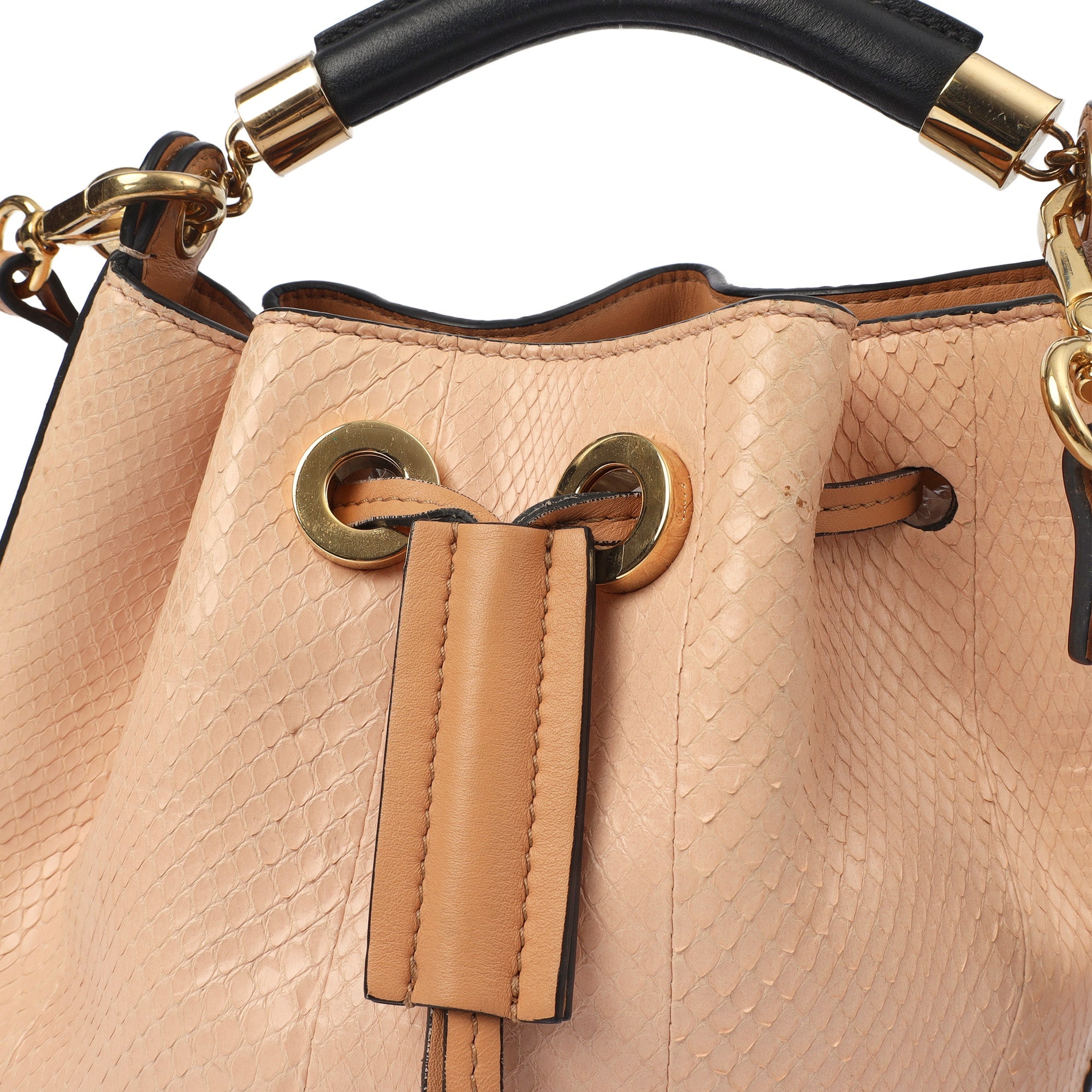 Chloe Bucket Bag Tote in Pink, Exotic Effect Leather