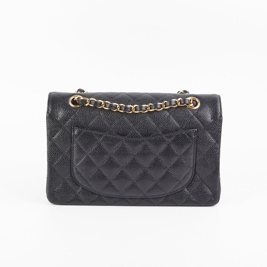 Chanel Classic Flap Small Black Caviar Shoulder Bag (Microchipped)