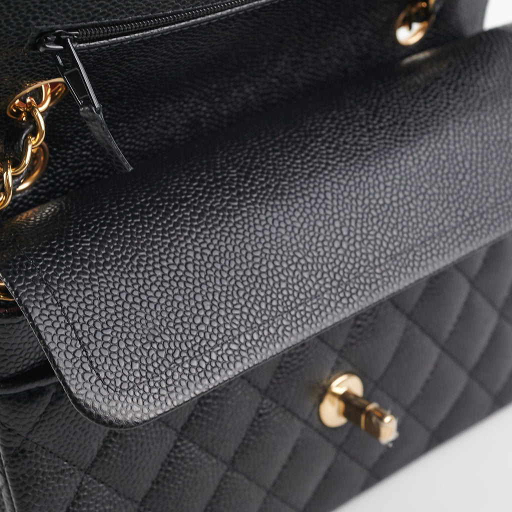 Chanel Classic Flap Small Black Caviar Shoulder Bag (Microchipped)