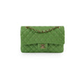 Chanel Medium/Large Caviar Double Classic Flap Green Microchipped