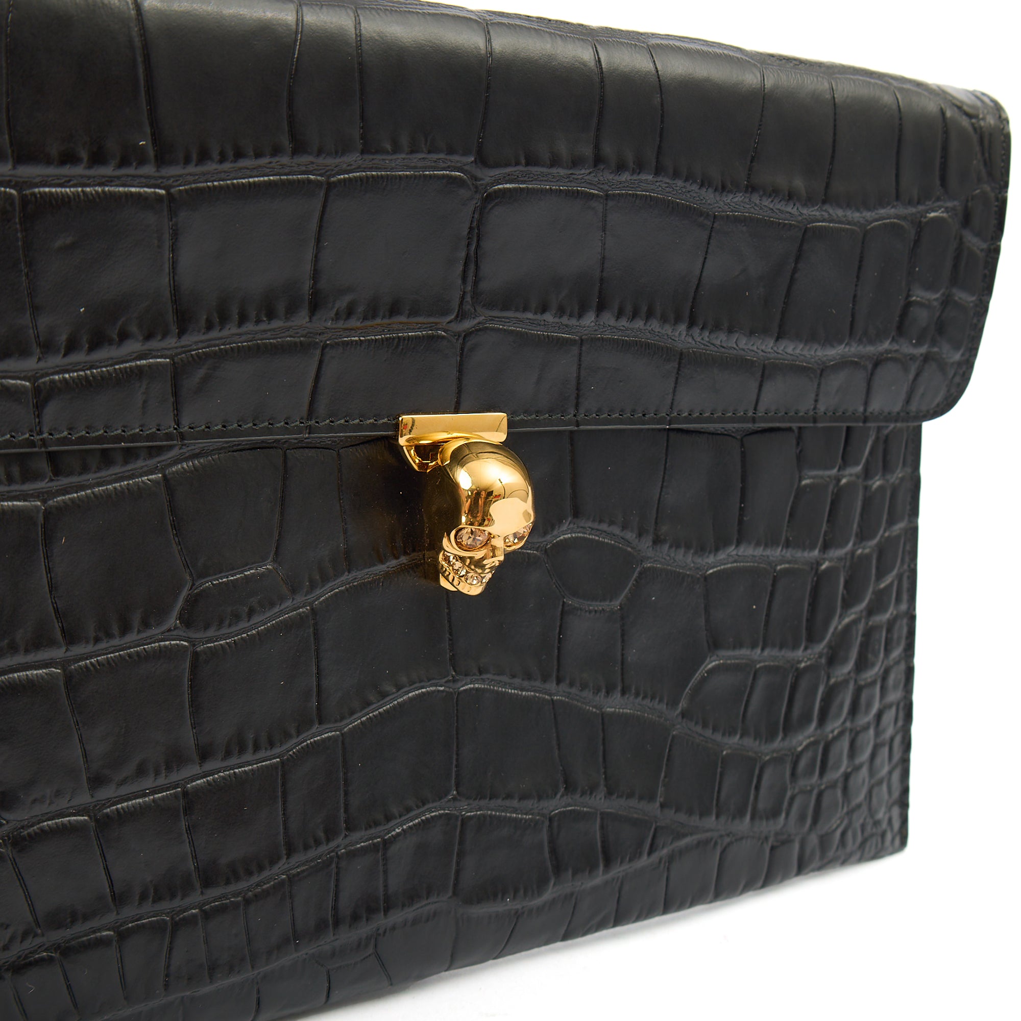 Alexander McQueen Clutch Box Clutch Skull in Black, Leather