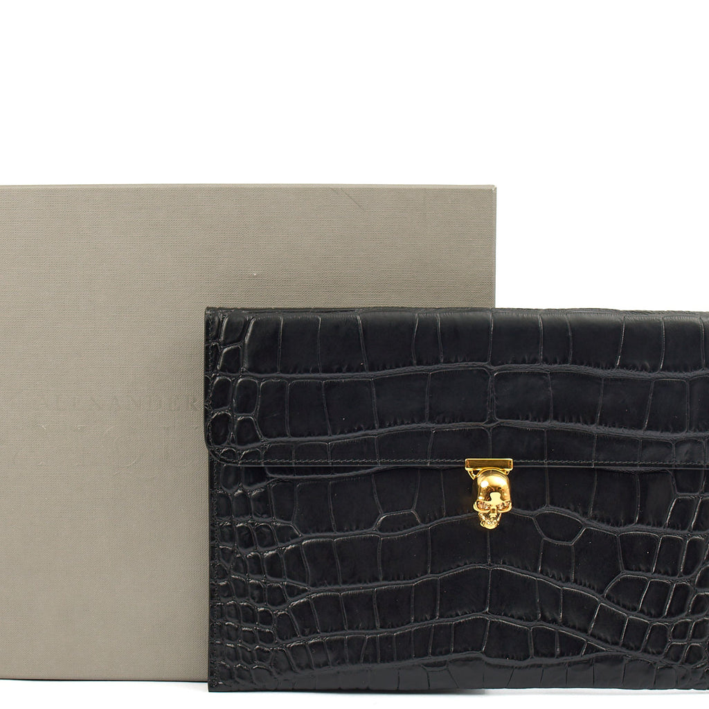 Alexander McQueen Clutch Box Clutch Skull in Black, Leather