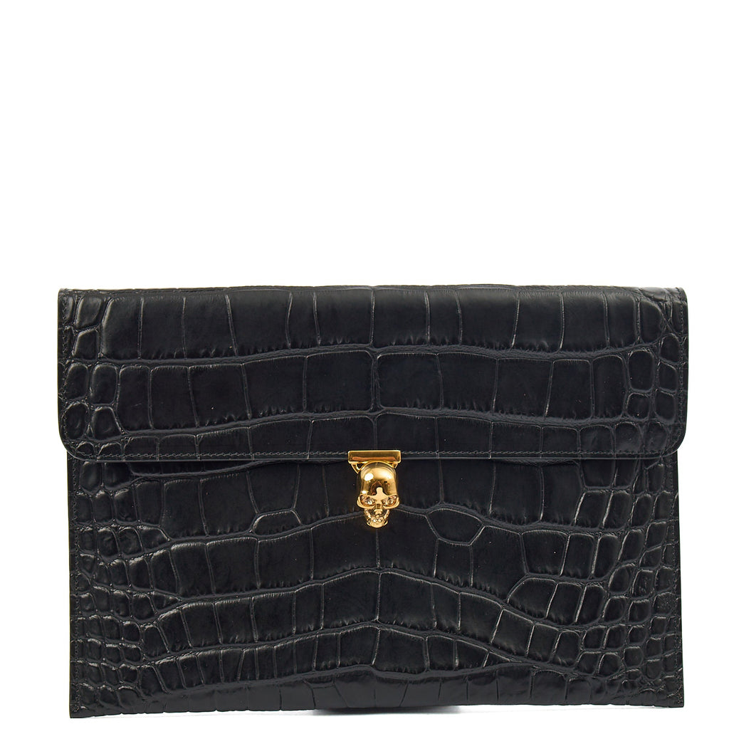 Alexander McQueen Clutch Box Clutch Skull in Black, Leather
