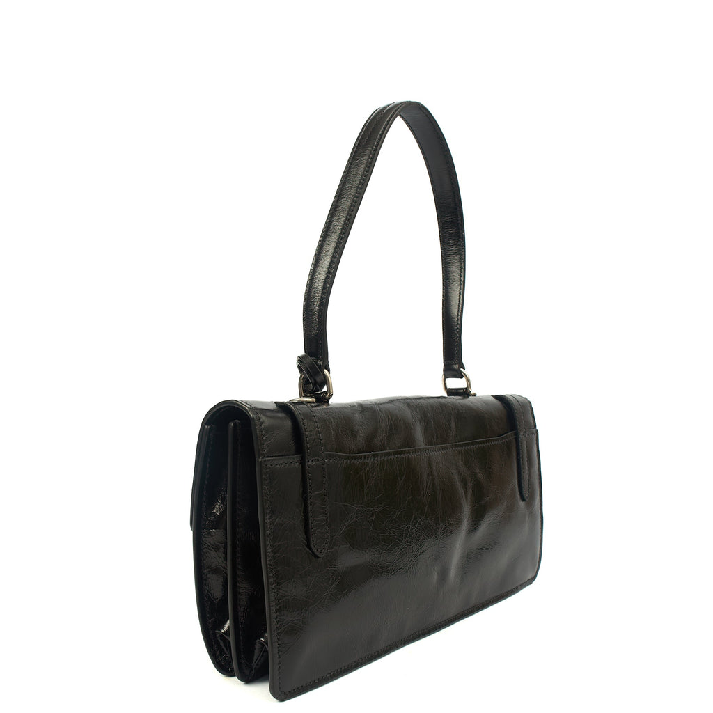 Prada Top Handle Saffiano Soft in Black, Patent Leather