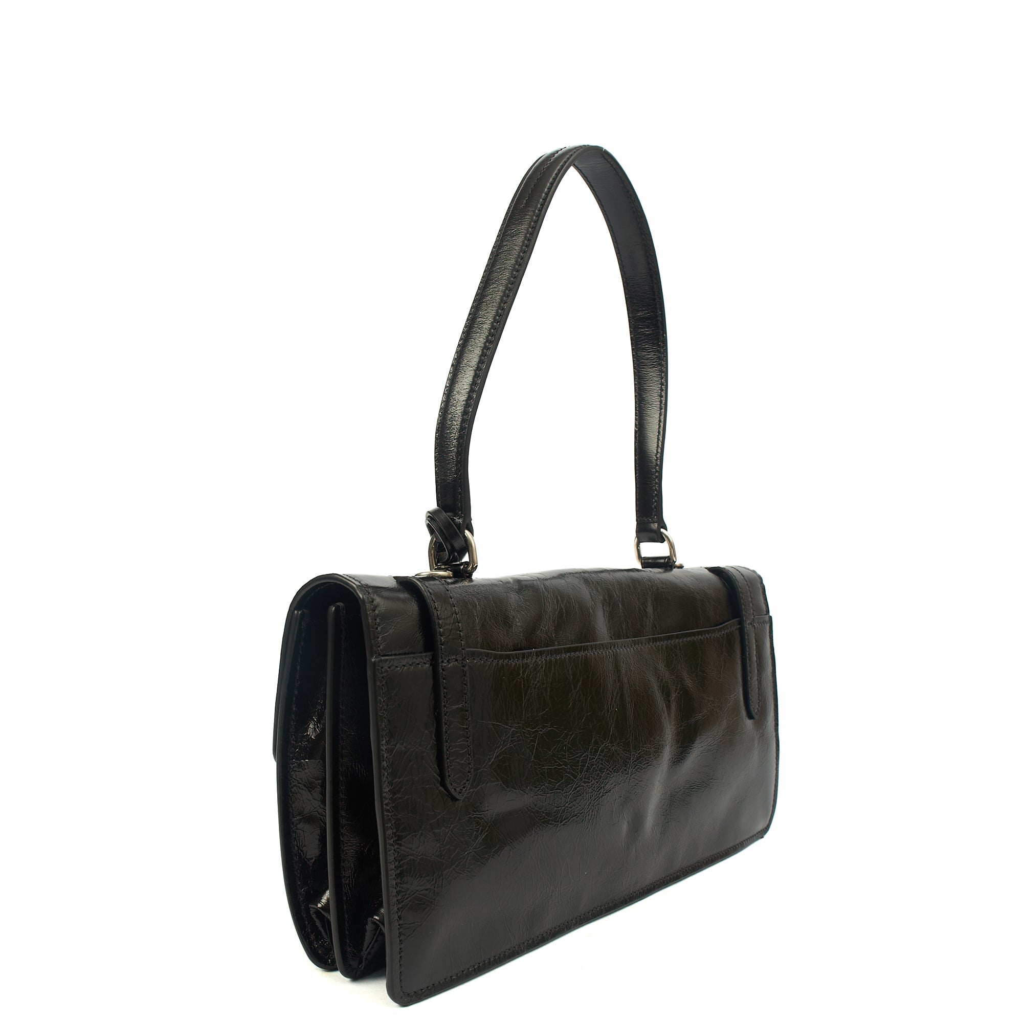 Prada Top Handle Saffiano Soft in Black, Patent Leather
