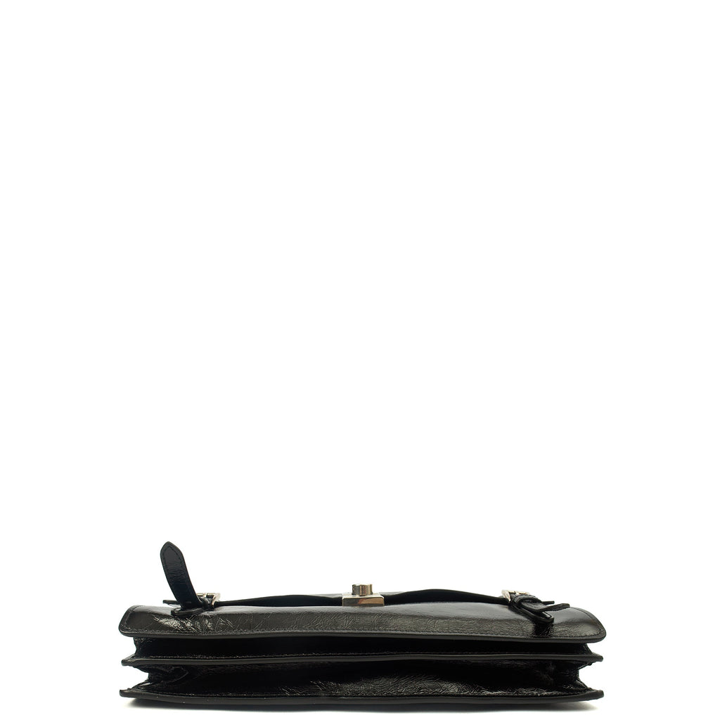 Prada Top Handle Saffiano Soft in Black, Patent Leather