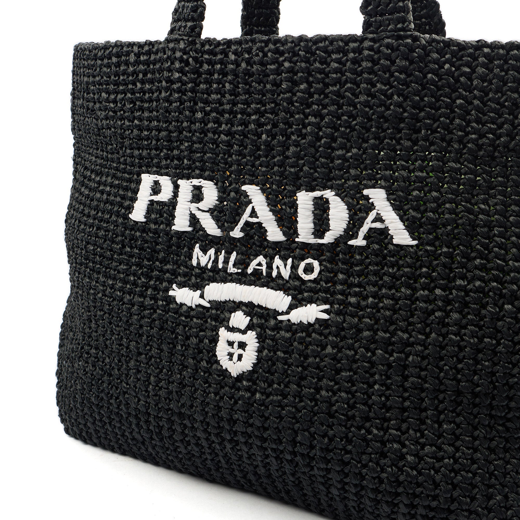 Prada Tote Raffia Summer Tote in Black, Fabric
