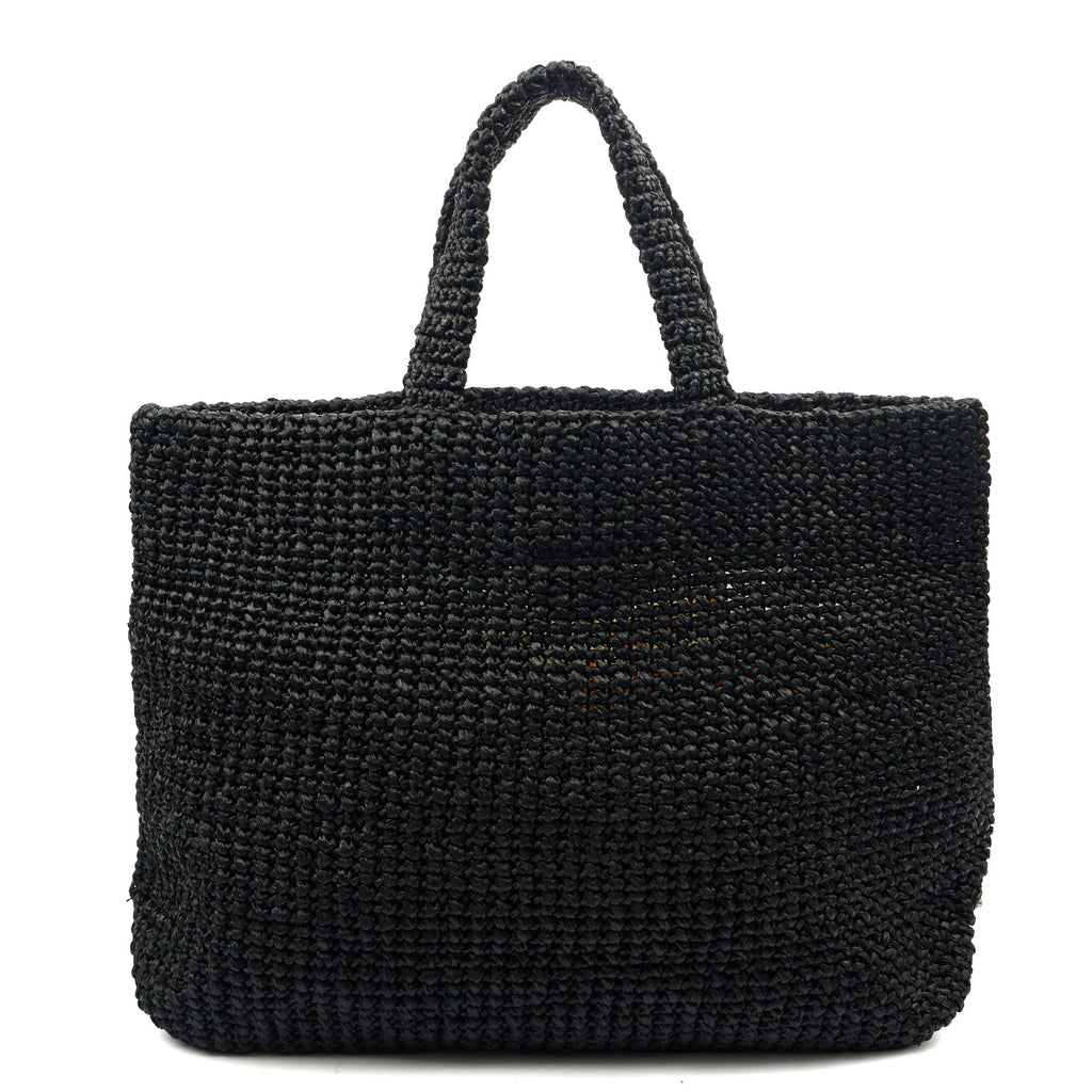 Prada Tote Raffia Summer Tote in Black, Fabric