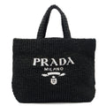 Prada Tote Raffia Summer Tote in Black, Fabric