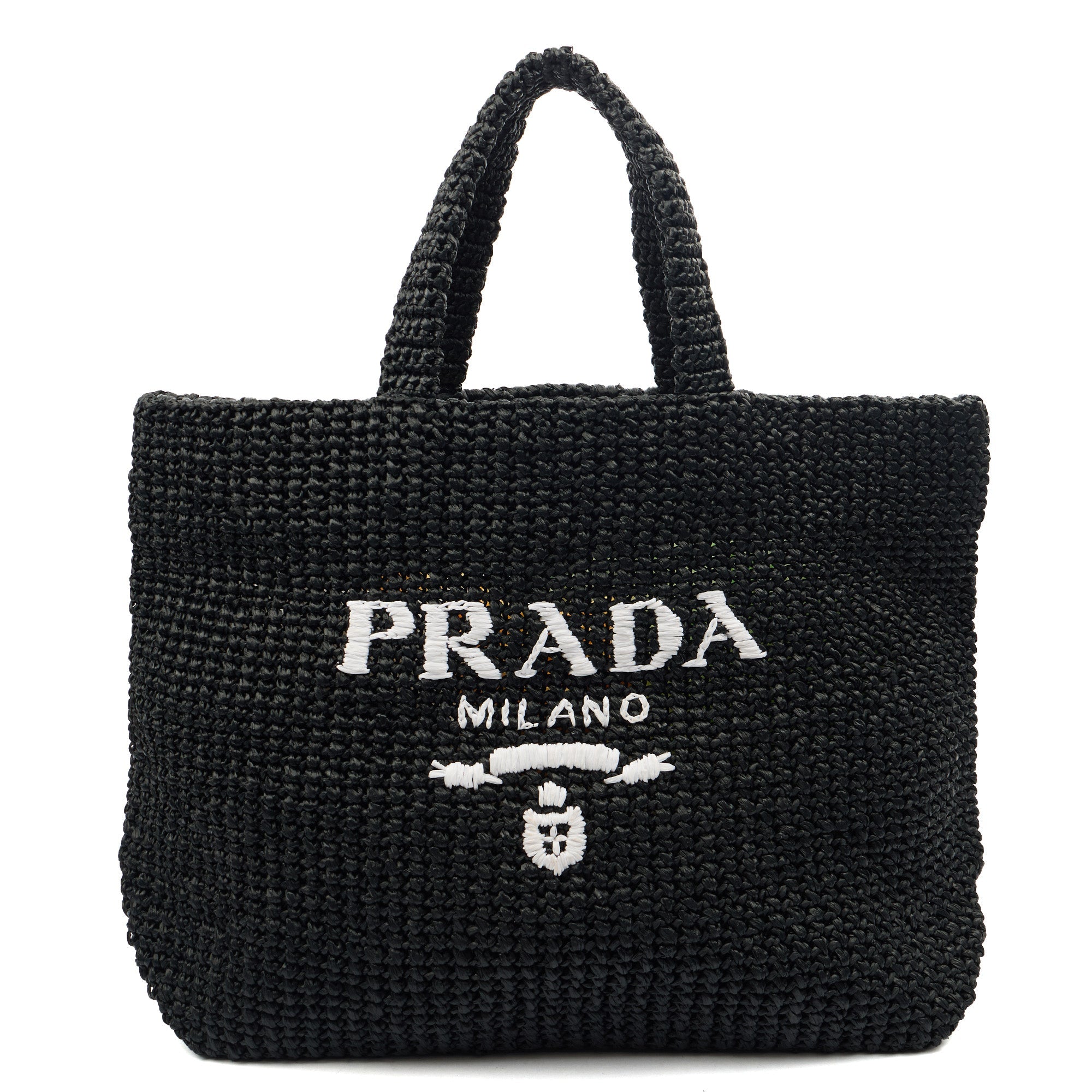 Prada Tote Raffia Summer Tote in Black, Fabric