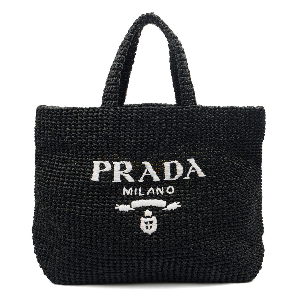 Prada Tote Raffia Summer Tote in Black, Fabric