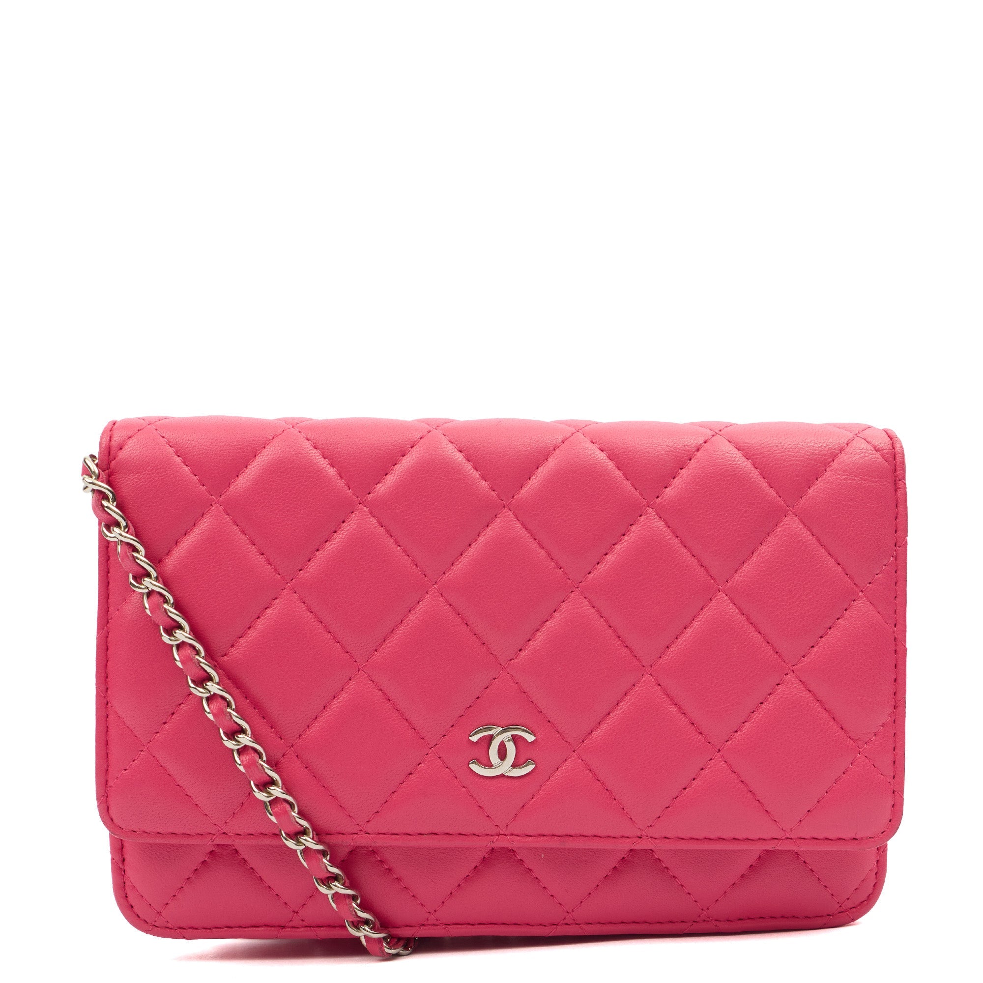 Chanel Cross Body Wallet on Chain in Pink, Lambskin Leather
