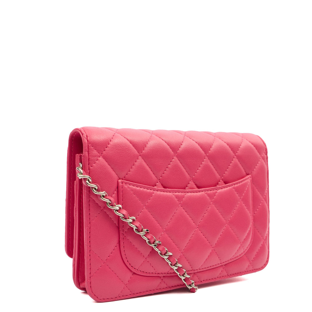 Chanel Cross Body Wallet on Chain in Pink, Lambskin Leather
