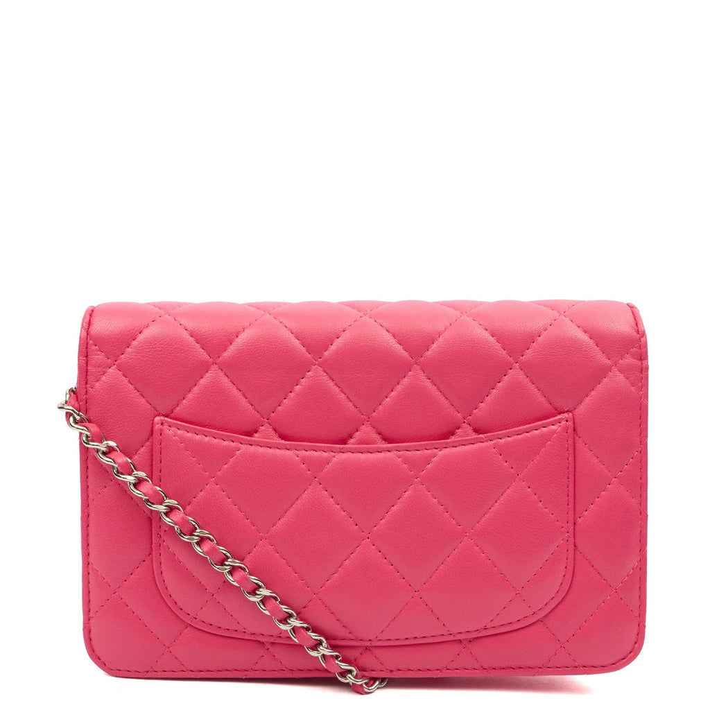 Chanel Cross Body Wallet on Chain in Pink, Lambskin Leather