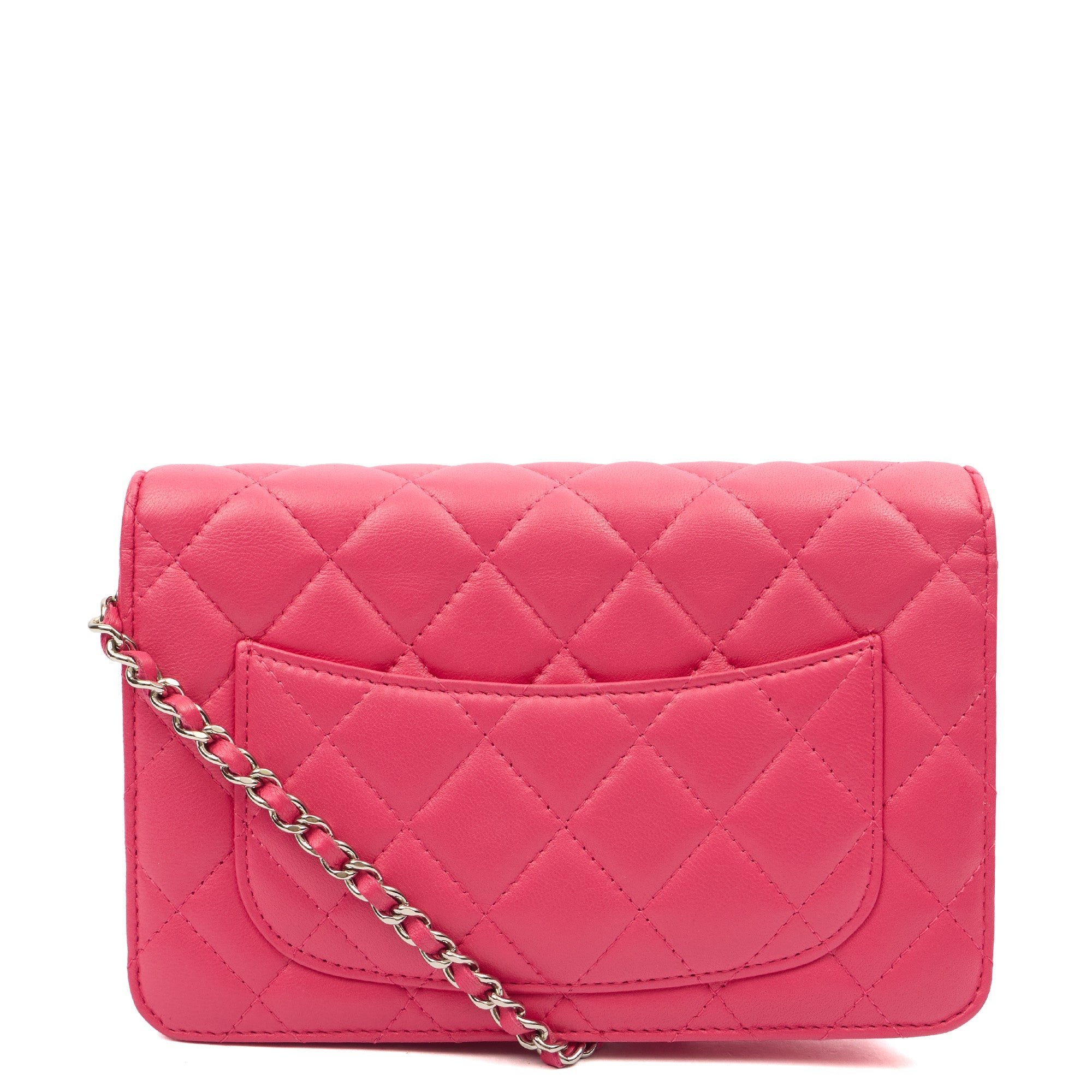 Chanel Cross Body Wallet on Chain in Pink, Lambskin Leather