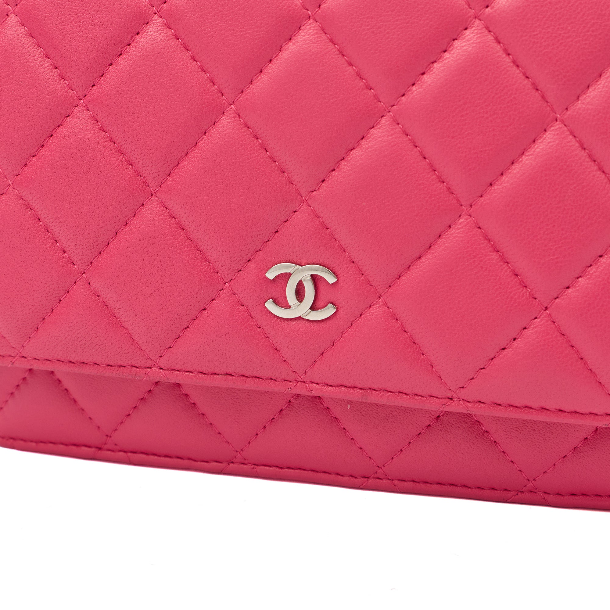 Chanel Cross Body Wallet on Chain in Pink, Lambskin Leather