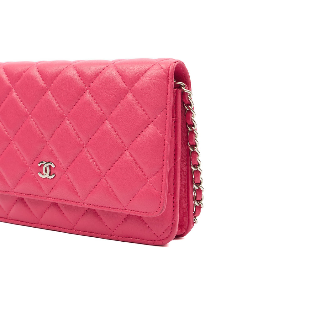 Chanel Cross Body Wallet on Chain in Pink, Lambskin Leather