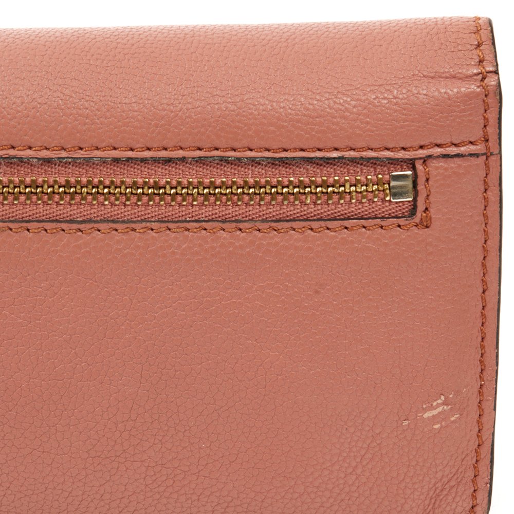 Chloe Purse Elsie Continental Flap Wallet in Nut, Calfskin Leather