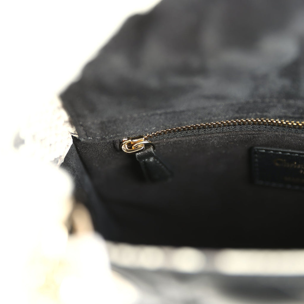 Christian Dior Small Lady Dior Bag Black Cannage Lambskin and Multicolor Python Light Gold Hardware