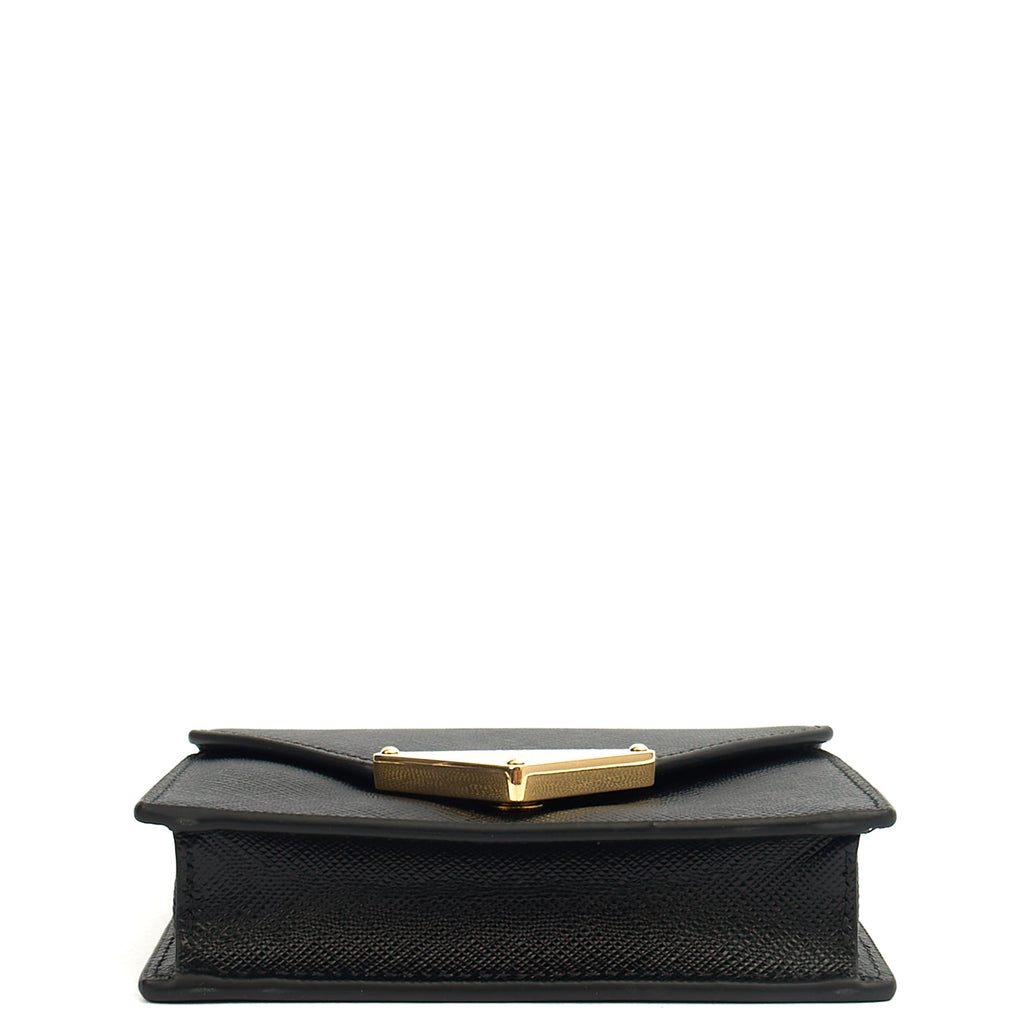 Prada Cross Body Saffiano Crossbody - Mini in Black, Calfskin
