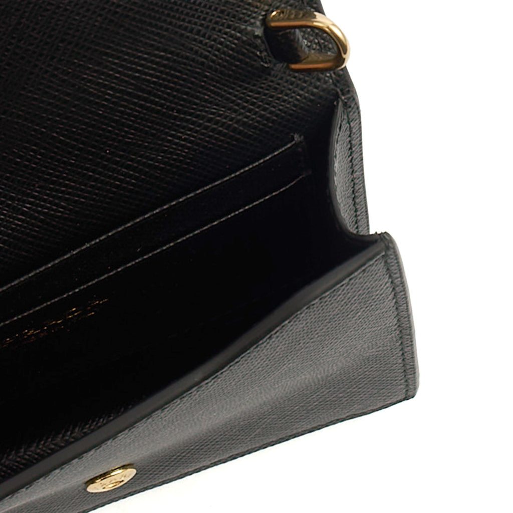 Prada Cross Body Saffiano Crossbody - Mini in Black, Calfskin
