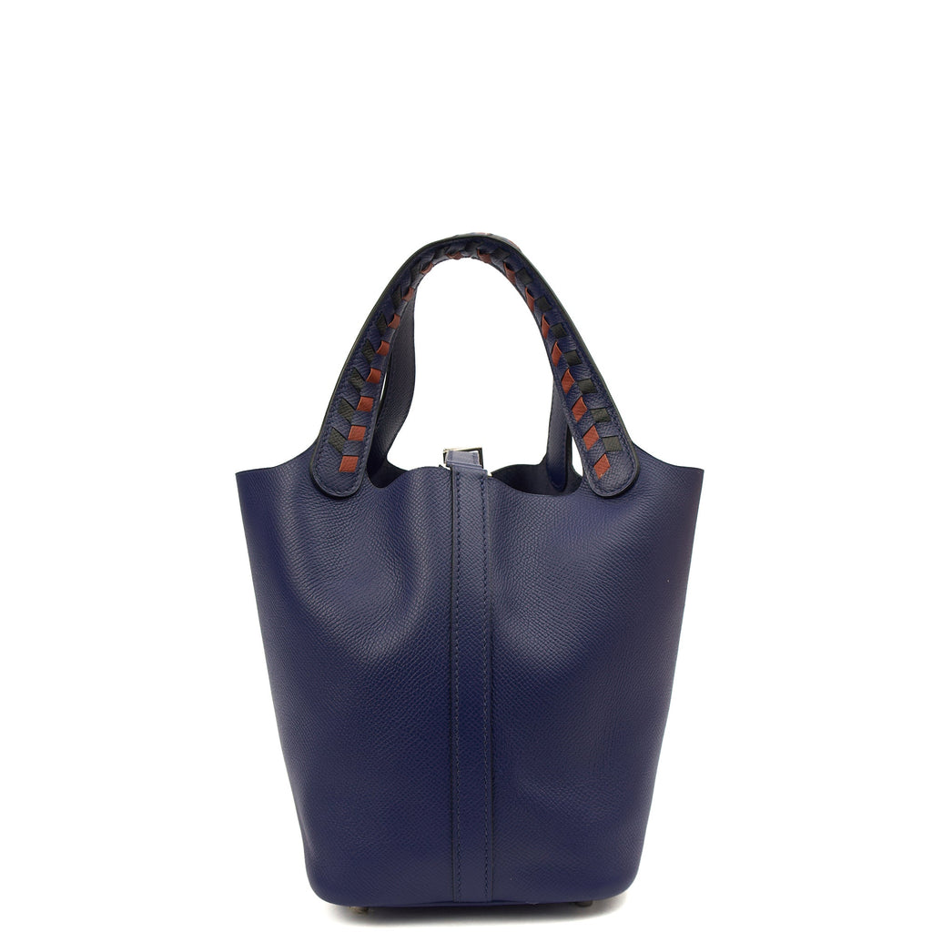 Hermes Tote Picotin 18 in Bleu Encre, Epsom Leather