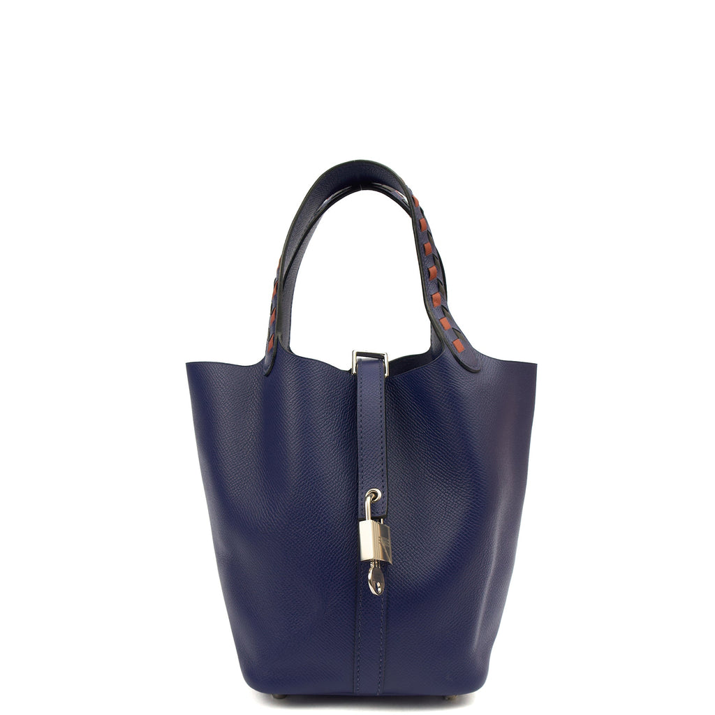 Hermes Tote Picotin 18 in Bleu Encre, Epsom Leather
