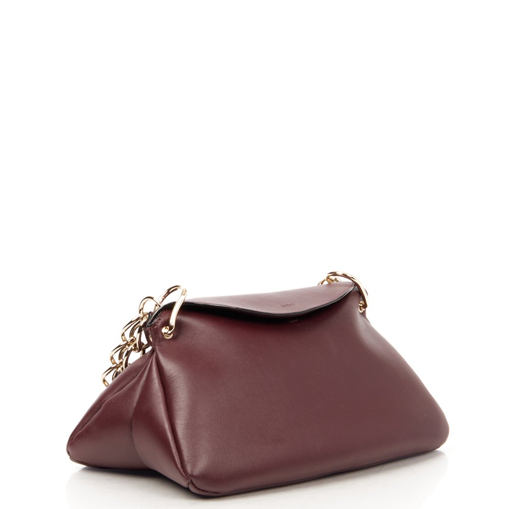 Chloe Shoulder Bag Juana Chain Bag in Plum Purple, Calfskin Leather