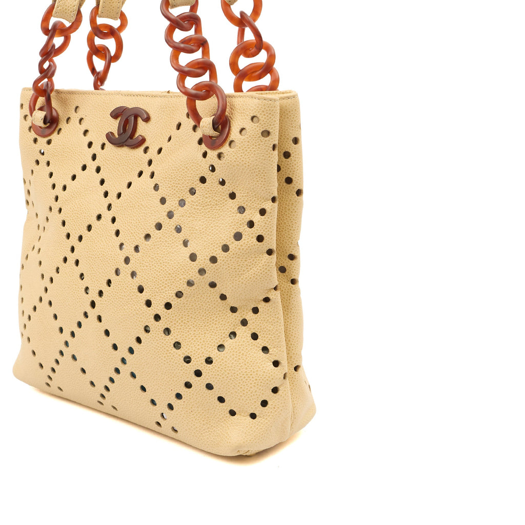 Chanel Tote Vintage Tote in Neutral, Caviar Leather